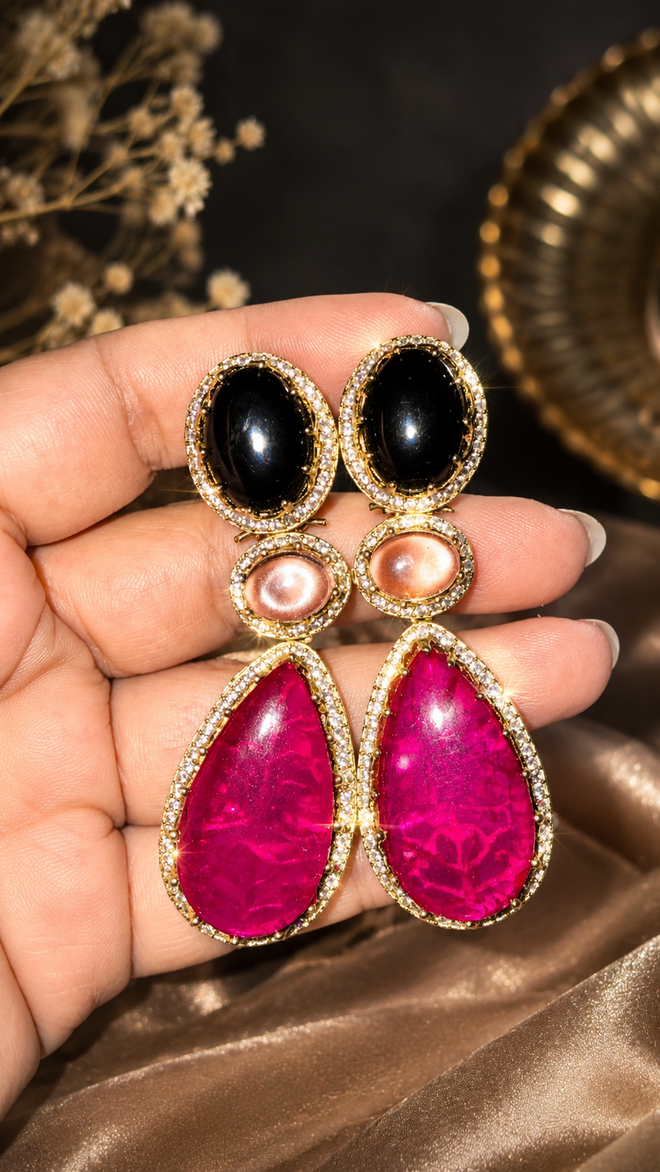 Bohemian Noir Bloom Earrings