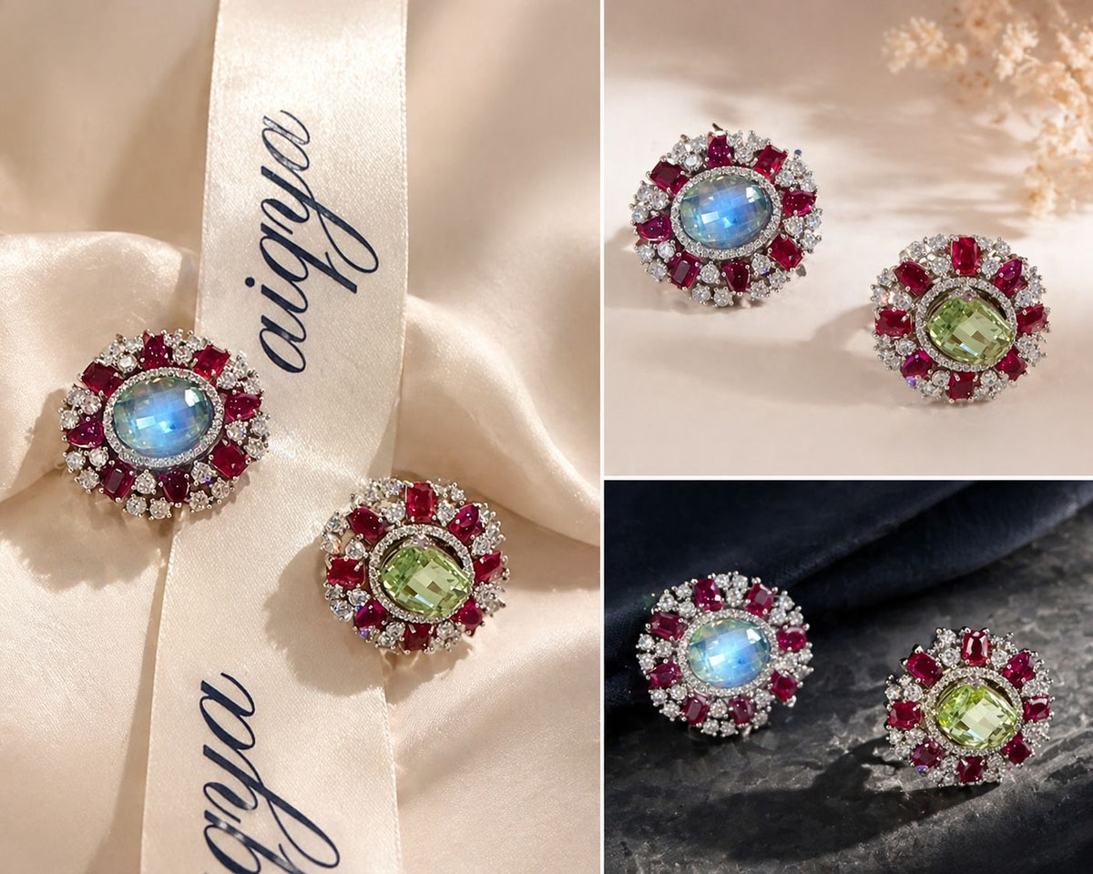 Emerald Radiance Halo Earrings