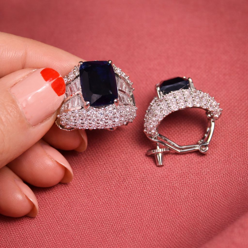 Midnight Royale Sapphire & Diamond Statement Earrings