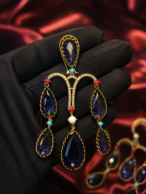 Midnight Bohemian Sapphire Cascade Earrings
