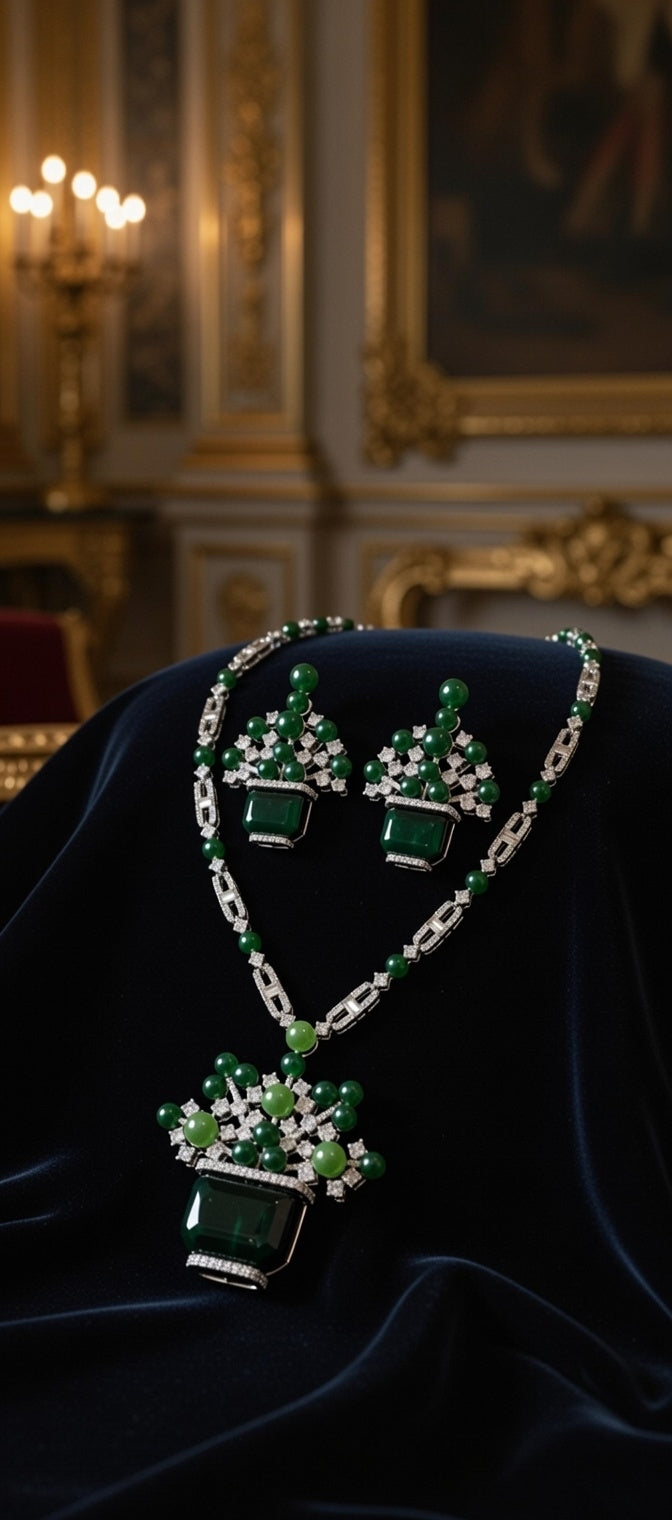 Green gemstone jewelry set 