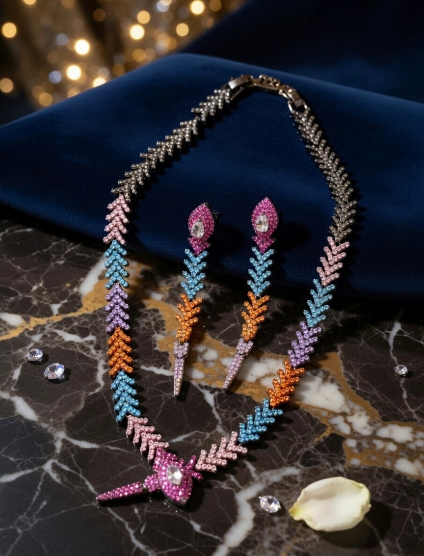 Jewelry set with necklace and earrings 