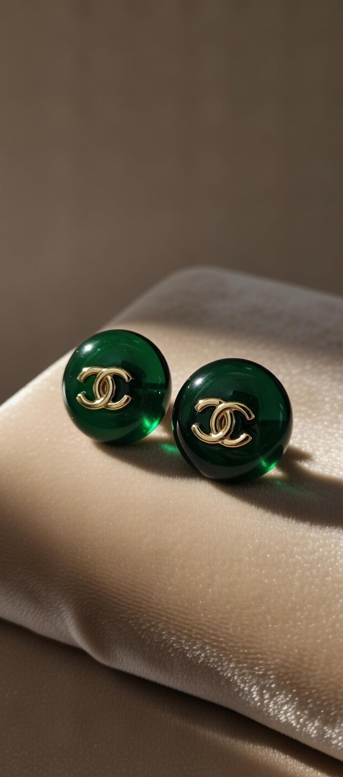 Green Chanel earrings 