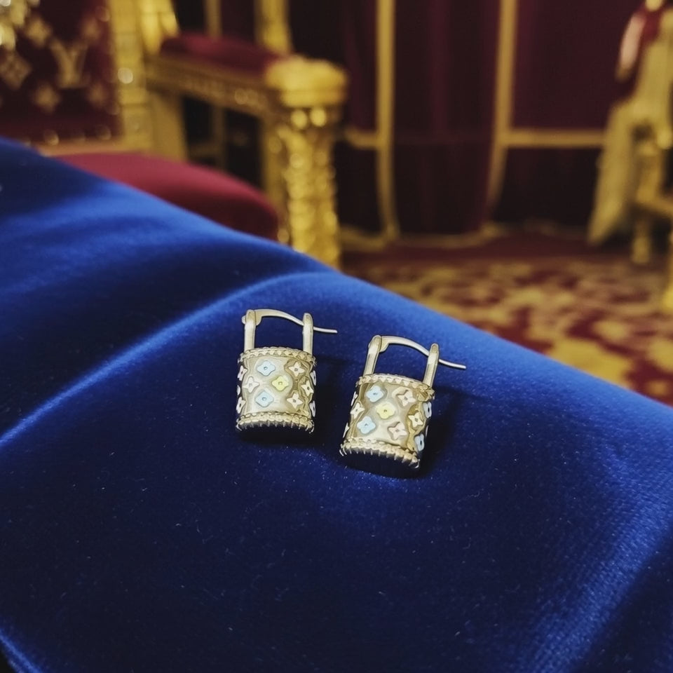 Silver Lock Charm Earrings – Luxury Statement Pair