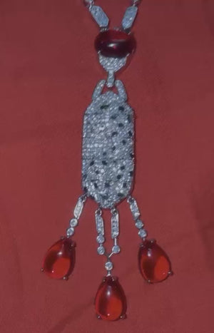 Crimson Elegance Diamond Drop Necklace