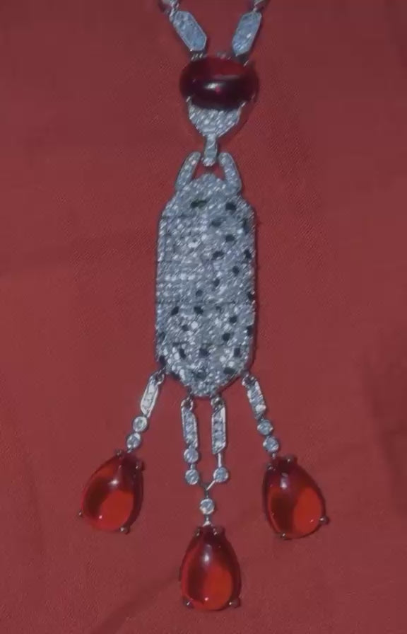 Crimson Elegance Diamond Drop Necklace