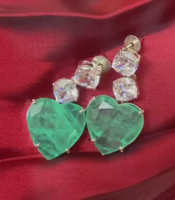 Royal Emerald Heart Earrings