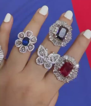 Red Royal Prism Halo Ring
