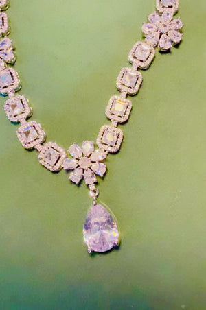 Radiant Diamond Blossom Necklace Set