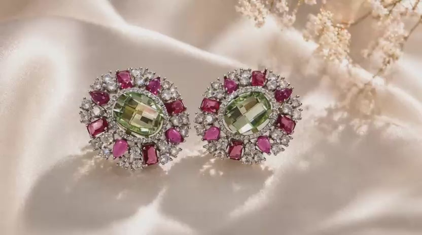 Emerald Radiance Halo Earrings