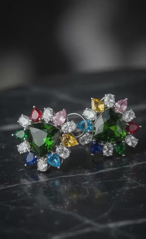 Emerald Radiance Multicolor Halo Earrings