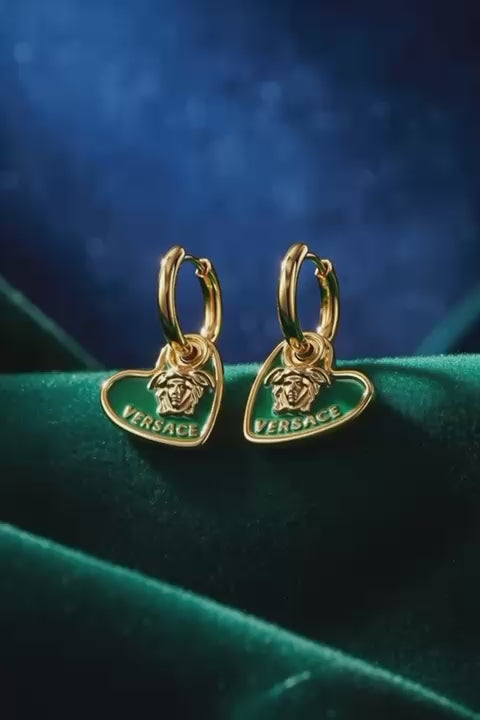 Gold and Green Charm Earrings – Luxury Statement Pair