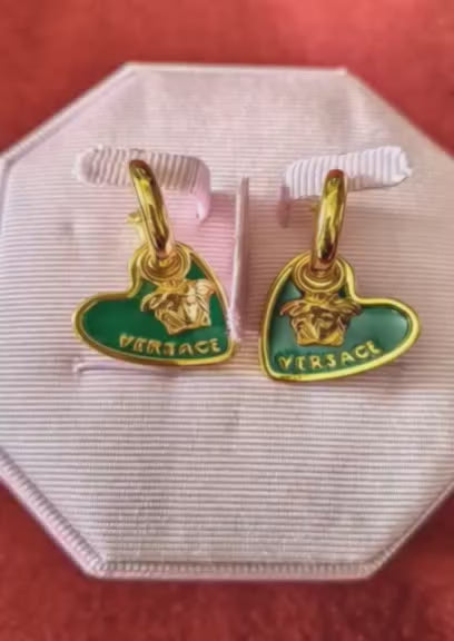 Gold and Green Charm Earrings – Luxury Statement Pair