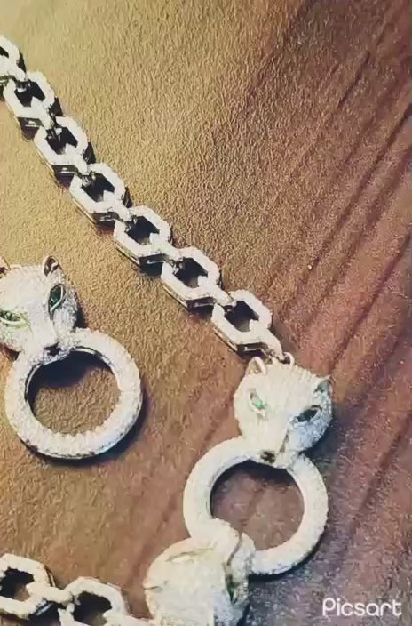 Panther Royale Link Diamond Necklace Set