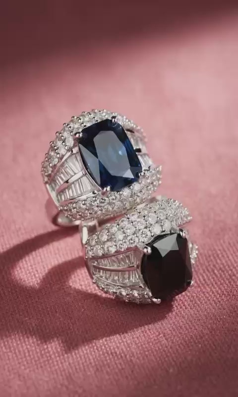 Midnight Royale Sapphire & Diamond Statement Earrings