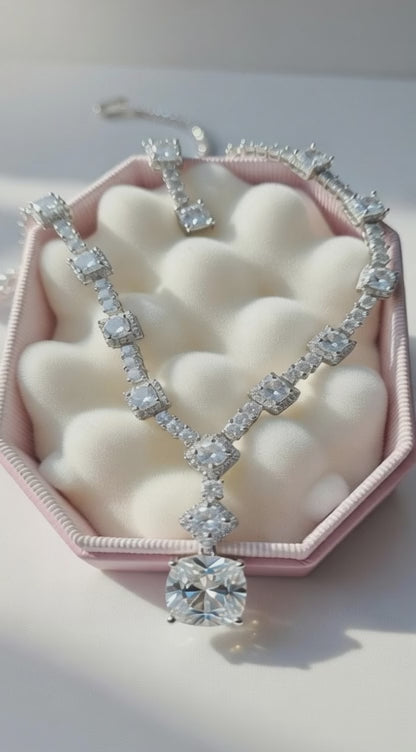 Princess Diana Cut Diamond Statement Necklace Set