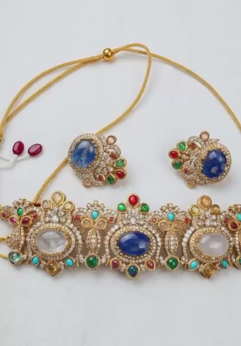Rajsi Neelam Polki Heritage Choker Set