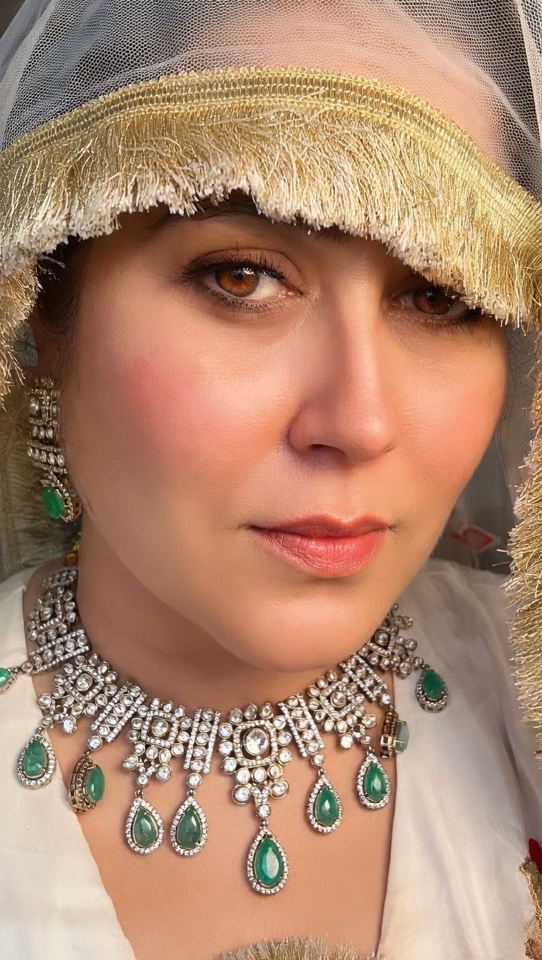 Emerald Drop CZ Diamond Statement Necklace Set