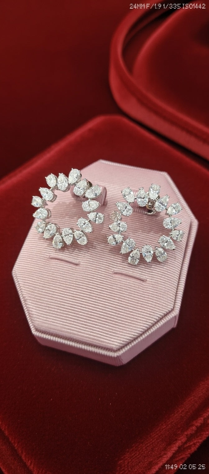 Celestial Pear Halo Diamond Earrings