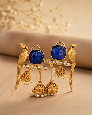 The Sapphire Peacock Jhumkas