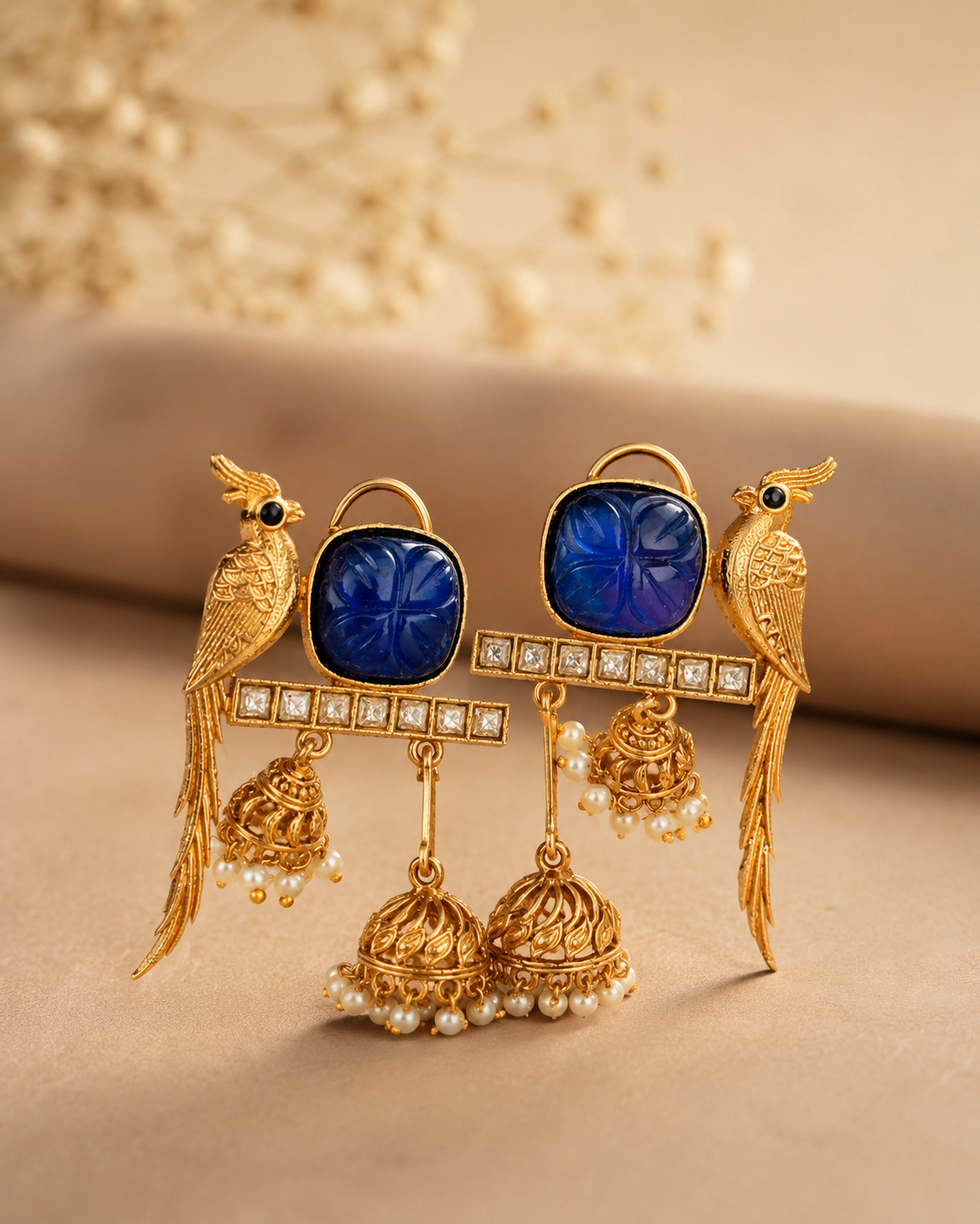The Sapphire Peacock Jhumkas