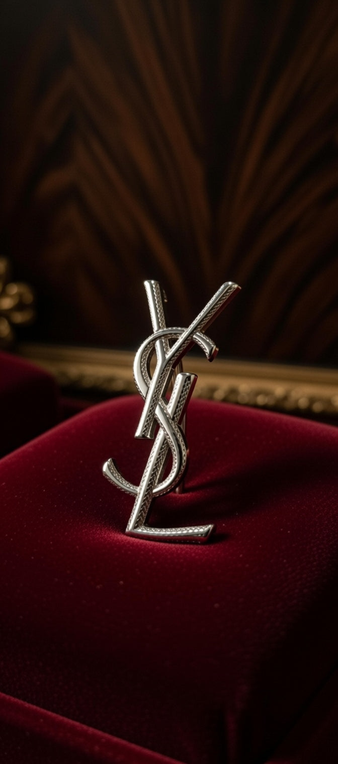 Silver YSL brooch 
