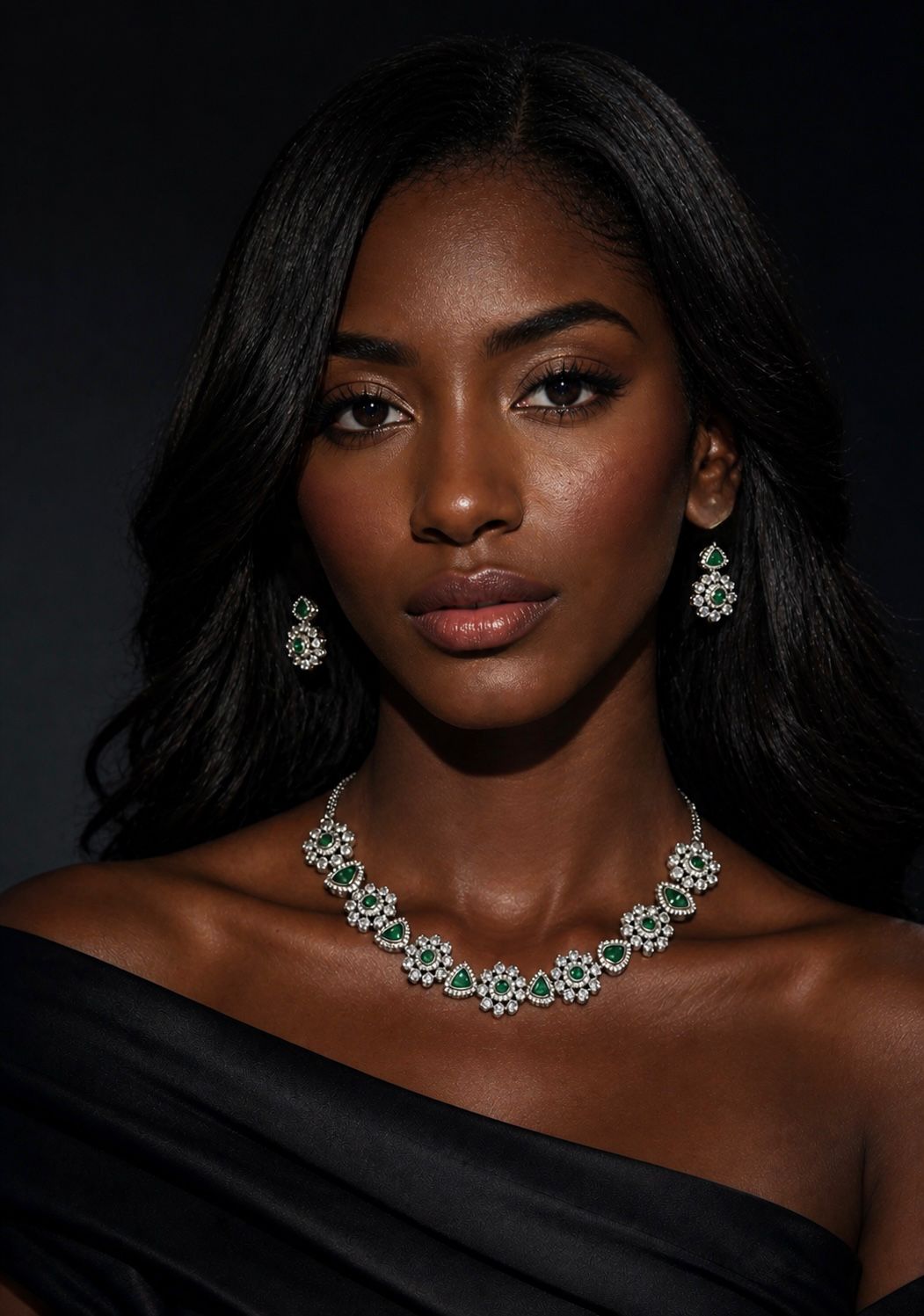 Emerald Royale Blossom Necklace Set