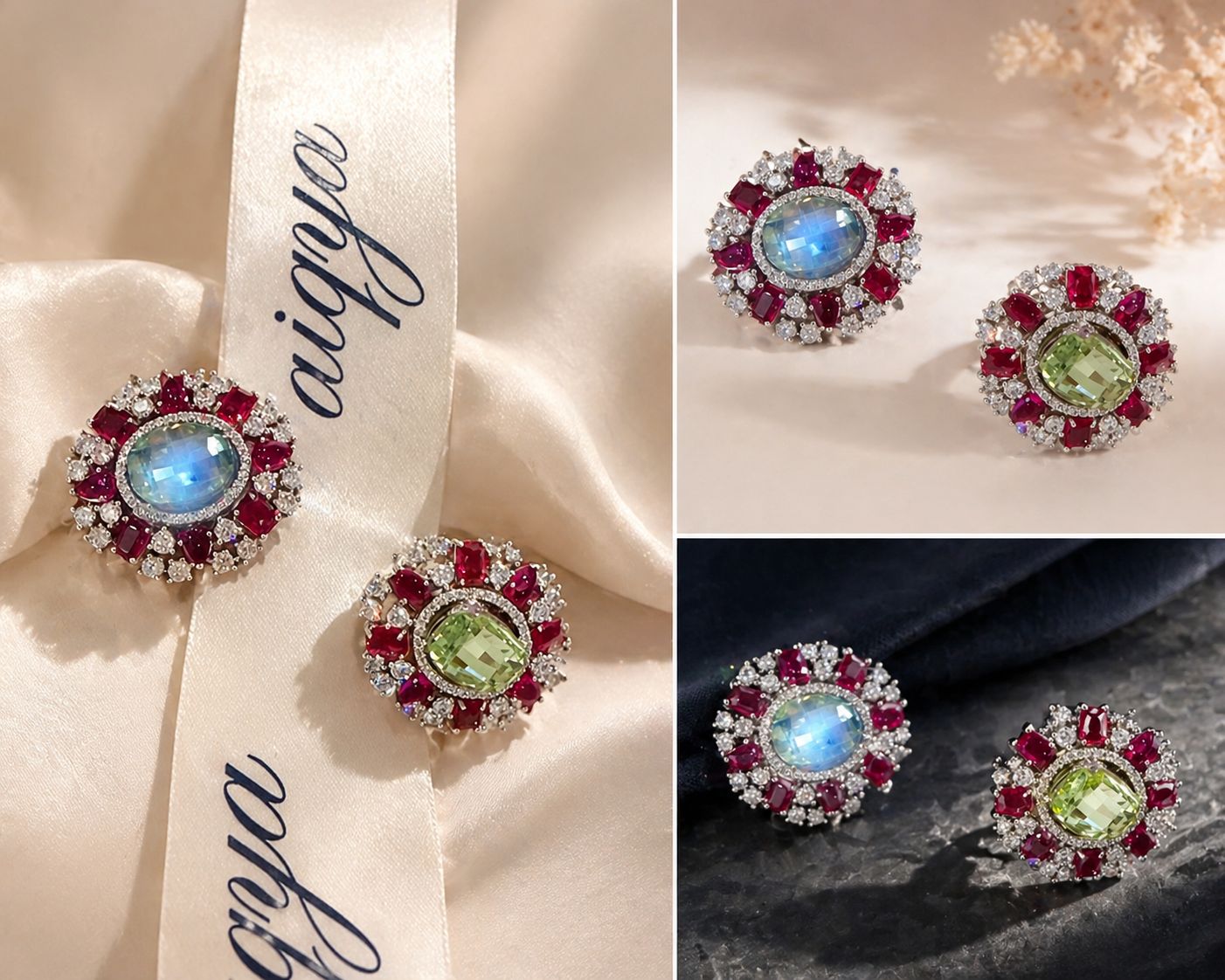 Emerald Radiance Halo Earrings