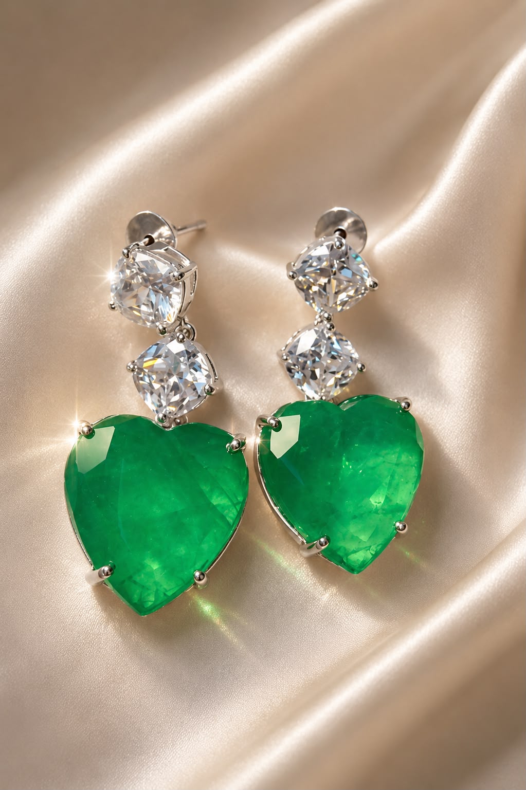 Royal Emerald Heart Earrings