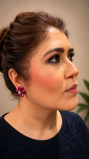 Royal Ruby Blossom Crystal Earrings
