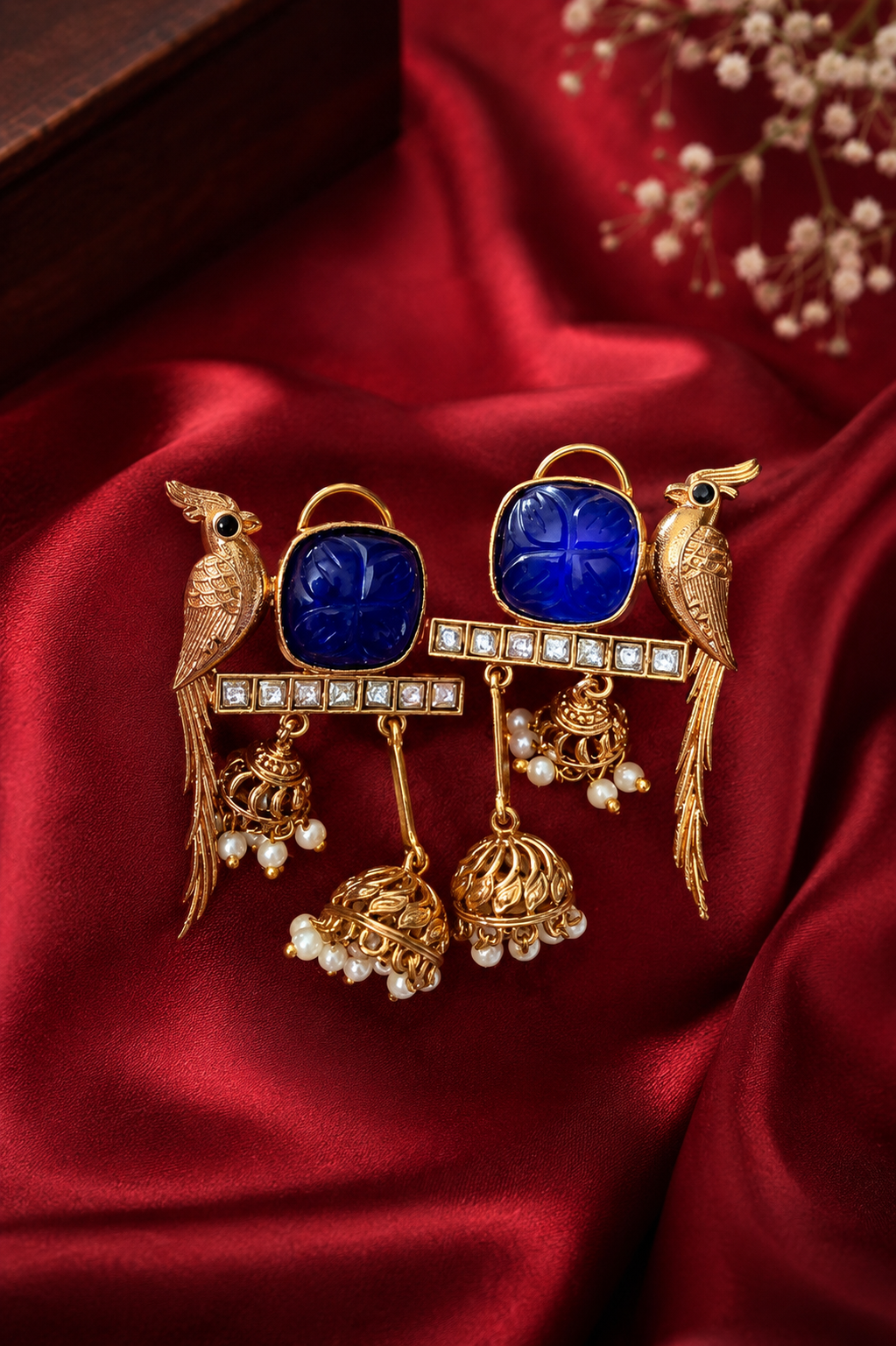 The Sapphire Peacock Jhumkas