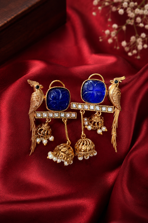 The Sapphire Peacock Jhumkas