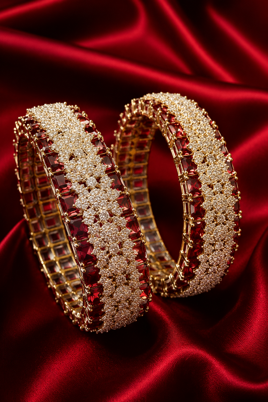 Royal Ruby Blossom AD Bangles