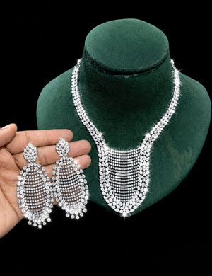 Radiant Diamond Chandelier Necklace n Earrings
