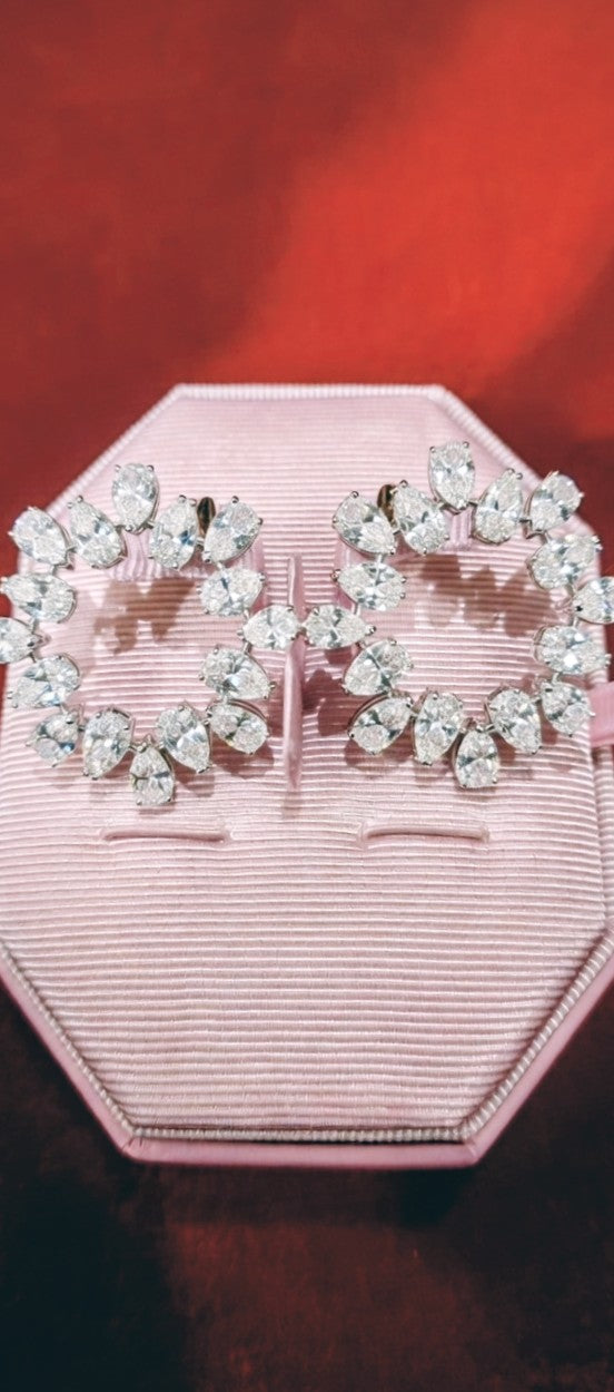 Celestial Pear Halo Diamond Earrings