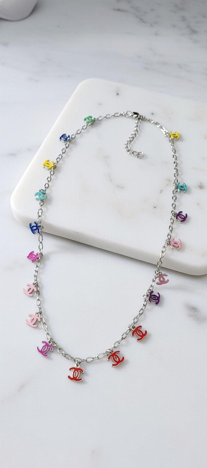 Necklace with colorful charms 