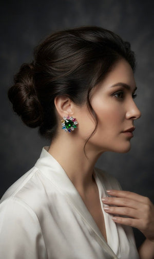 Emerald Radiance Multicolor Halo Earrings