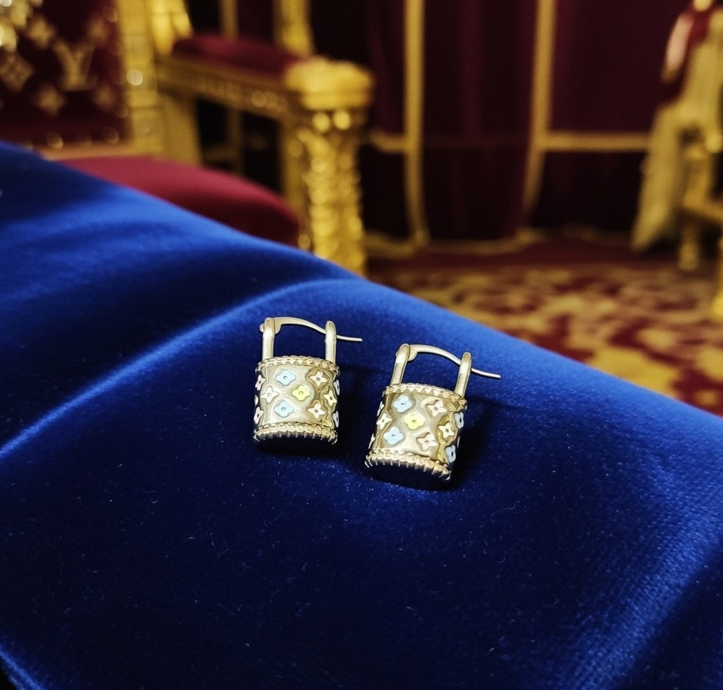 Silver Lock Charm Earrings – Luxury Statement Pair