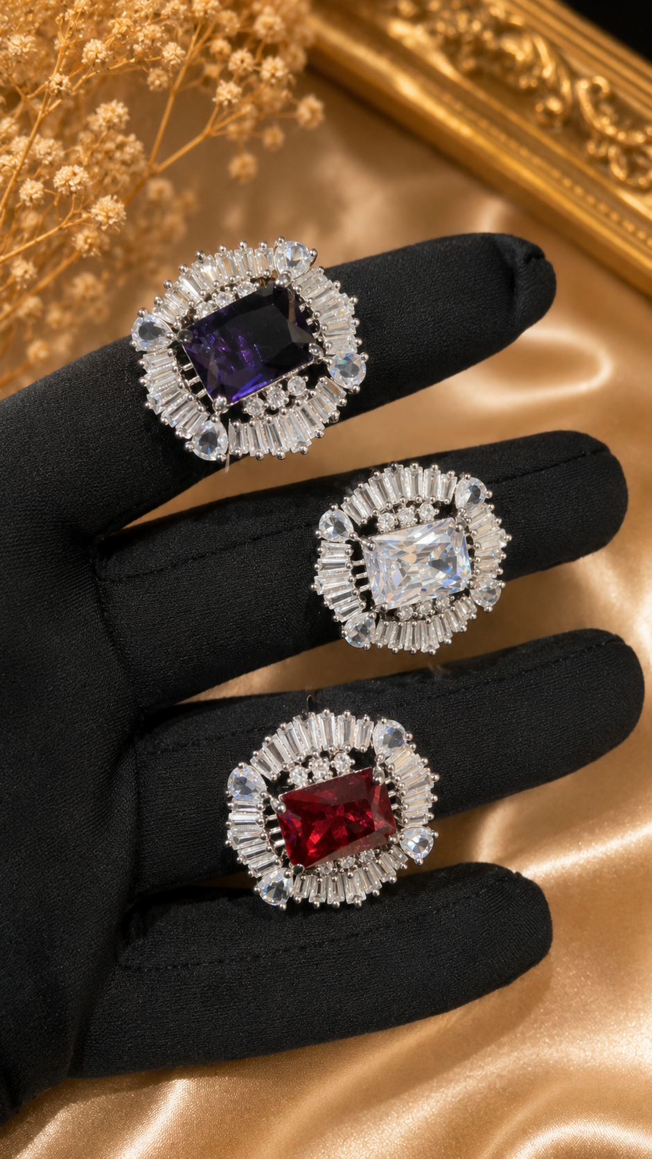 White Royal Prism Halo Ring 