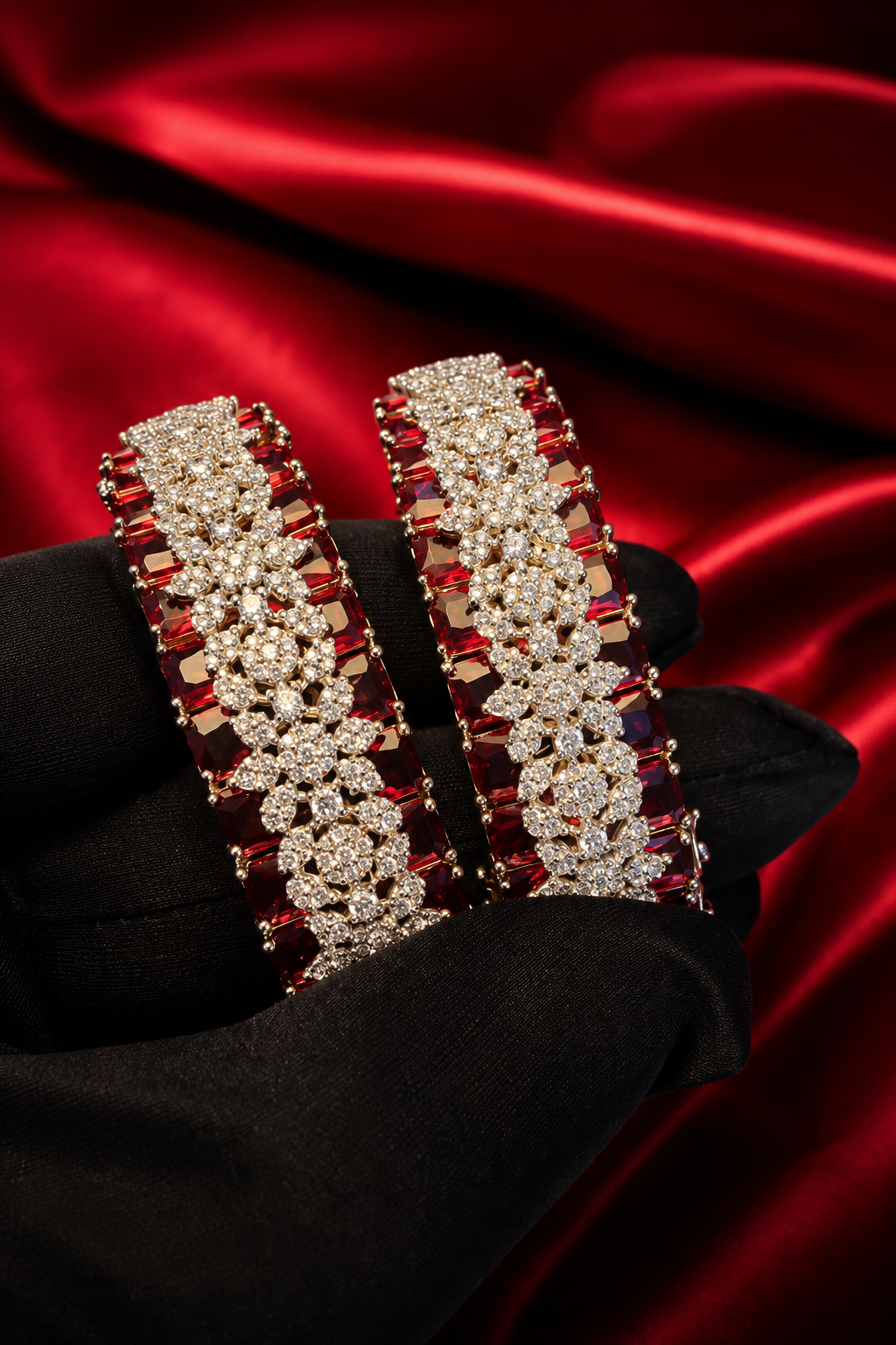 Royal Ruby Blossom AD Bangles