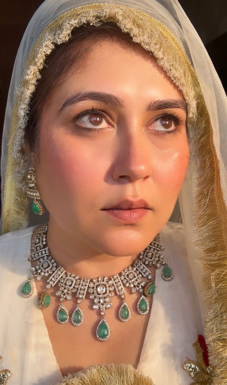 Emerald Drop CZ Diamond Statement Necklace Set