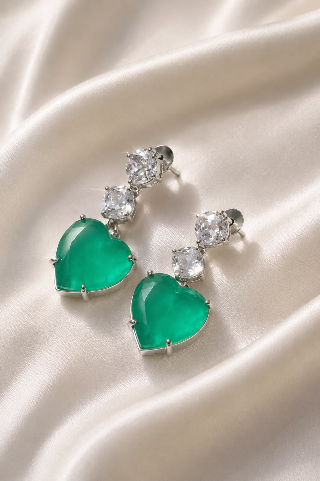 Royal Emerald Heart Earrings