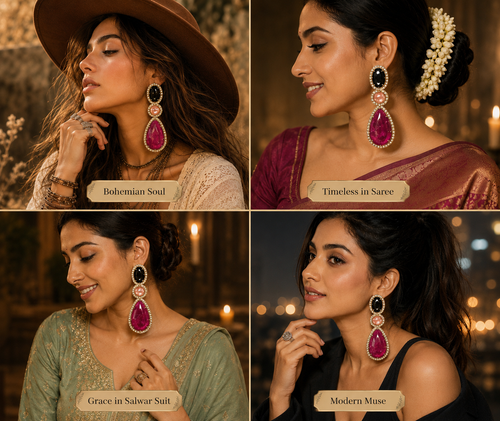 Bohemian Noir Bloom Earrings