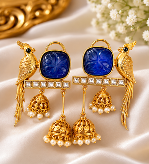 The Sapphire Peacock Jhumkas