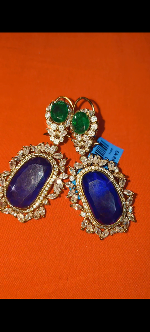 Royal Sapphire & Emerald Drop Earrings