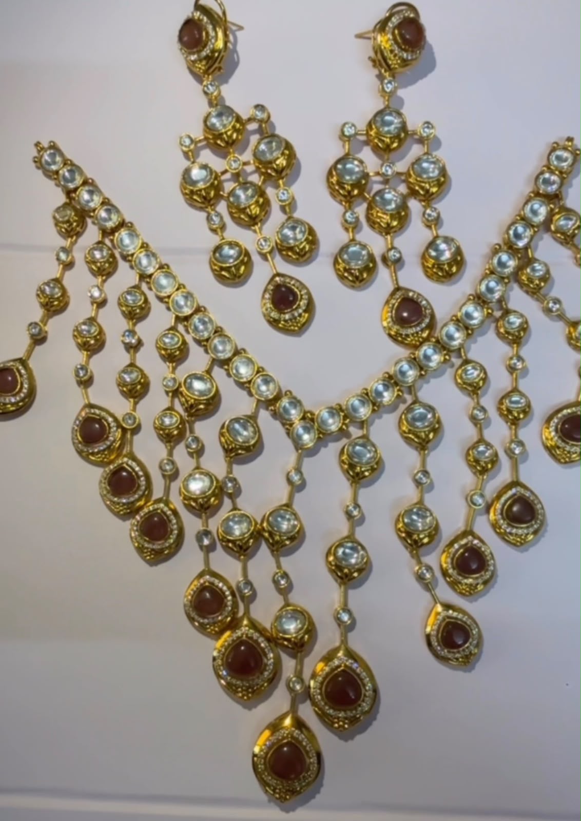 Ruby Royale Cascade Necklace Set