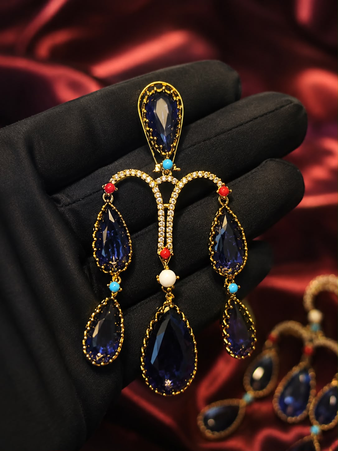 Midnight Bohemian Sapphire Cascade Earrings