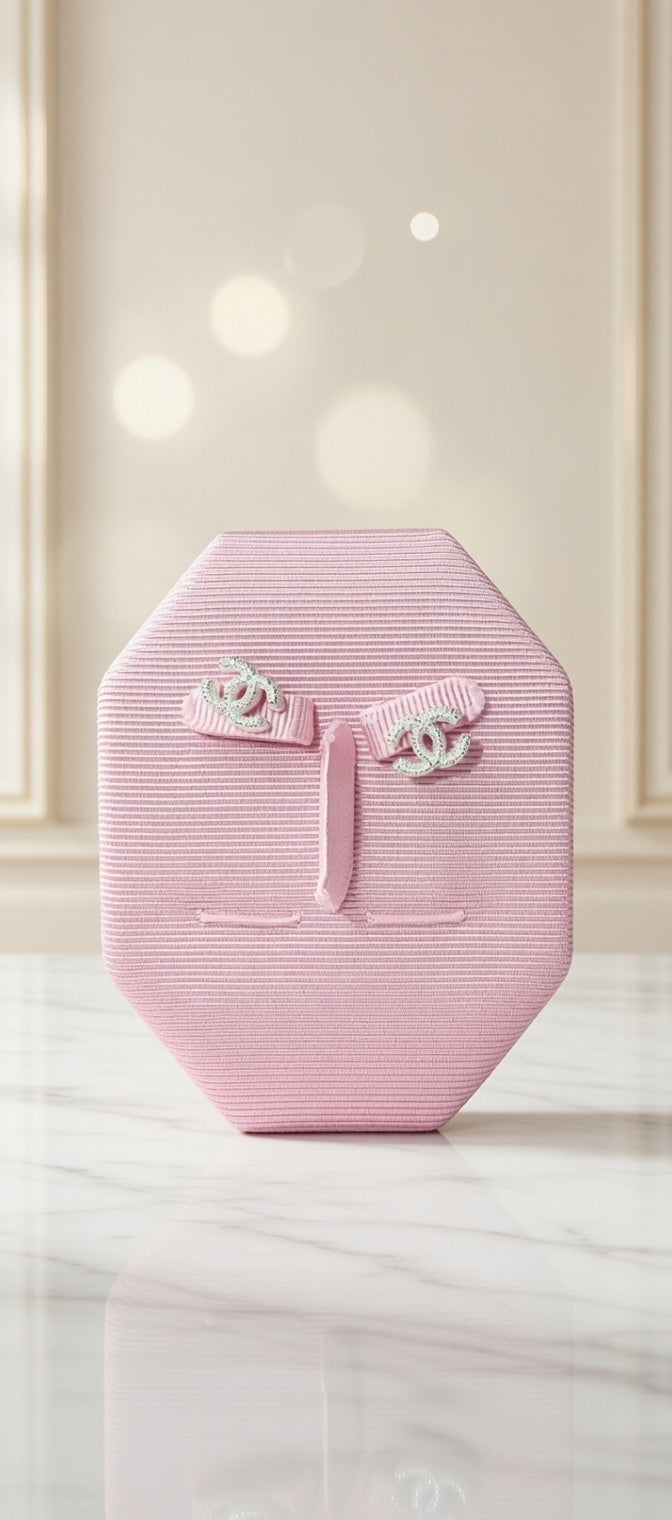 Pink hexagonal product with Chanel logo 