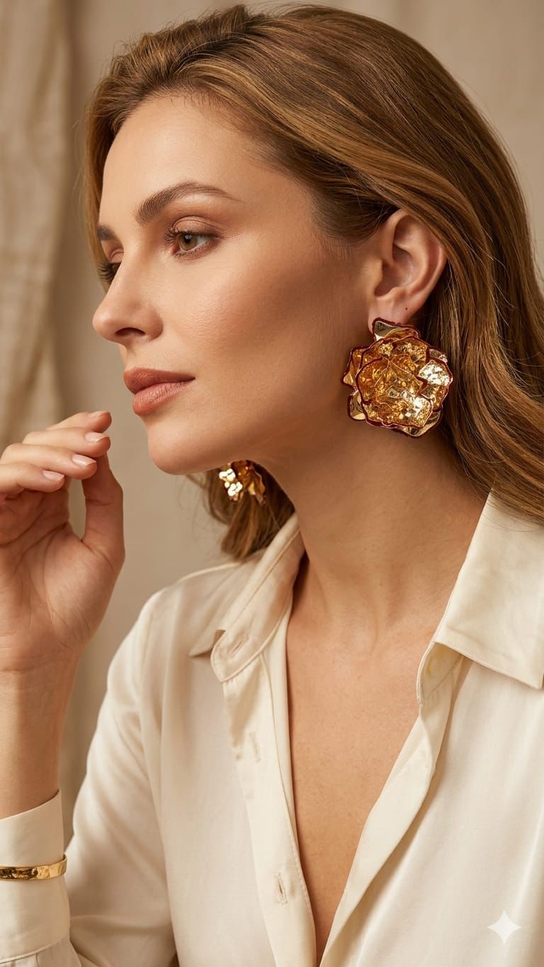 Golden Bloom Statement Earrings