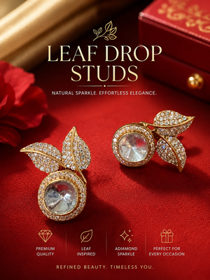 Golden Dewdrop Leaf Earrings